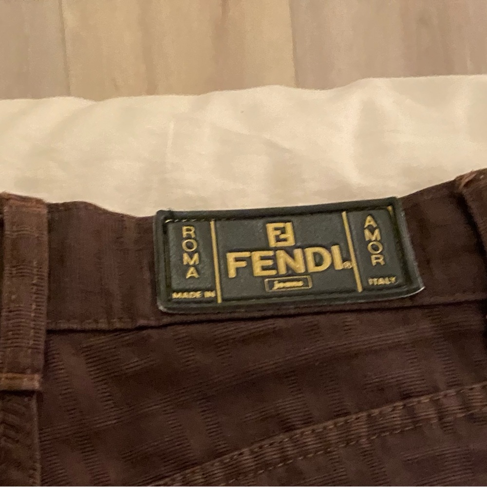 Fendi Brown Women's Trousers with Logo Patch